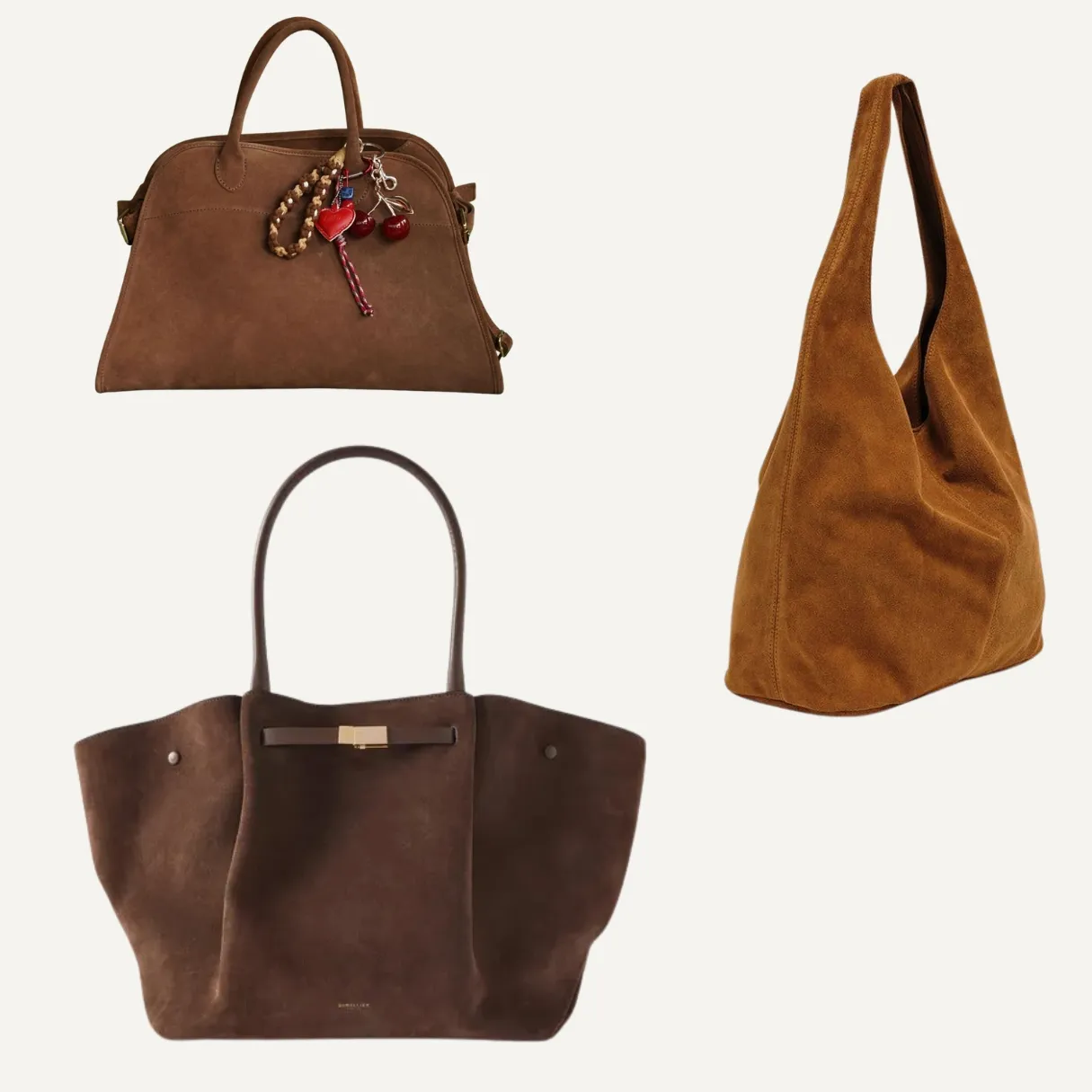 Suede Shoulder Bag in Warm Browns